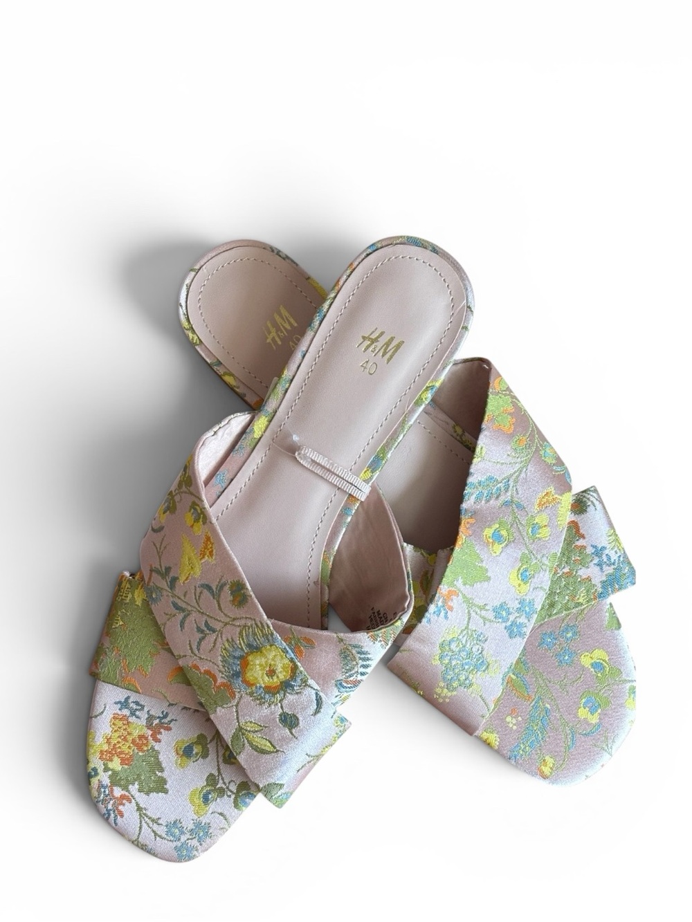 NWT H&M Floral Brocade Multi Cross Over Slides Size 8.5